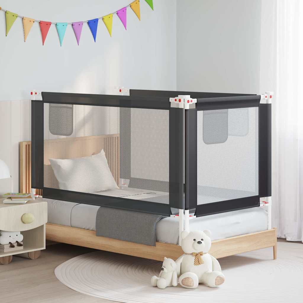 vidaXL Toddler Safety Bed Rail Dark Grey 150x25 cm Fabric 1