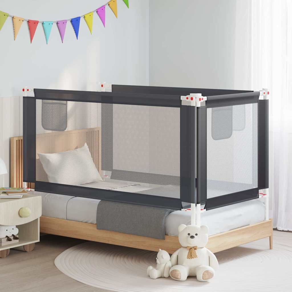 vidaXL Toddler Safety Bed Rail Dark Grey 160x25 cm Fabric 1