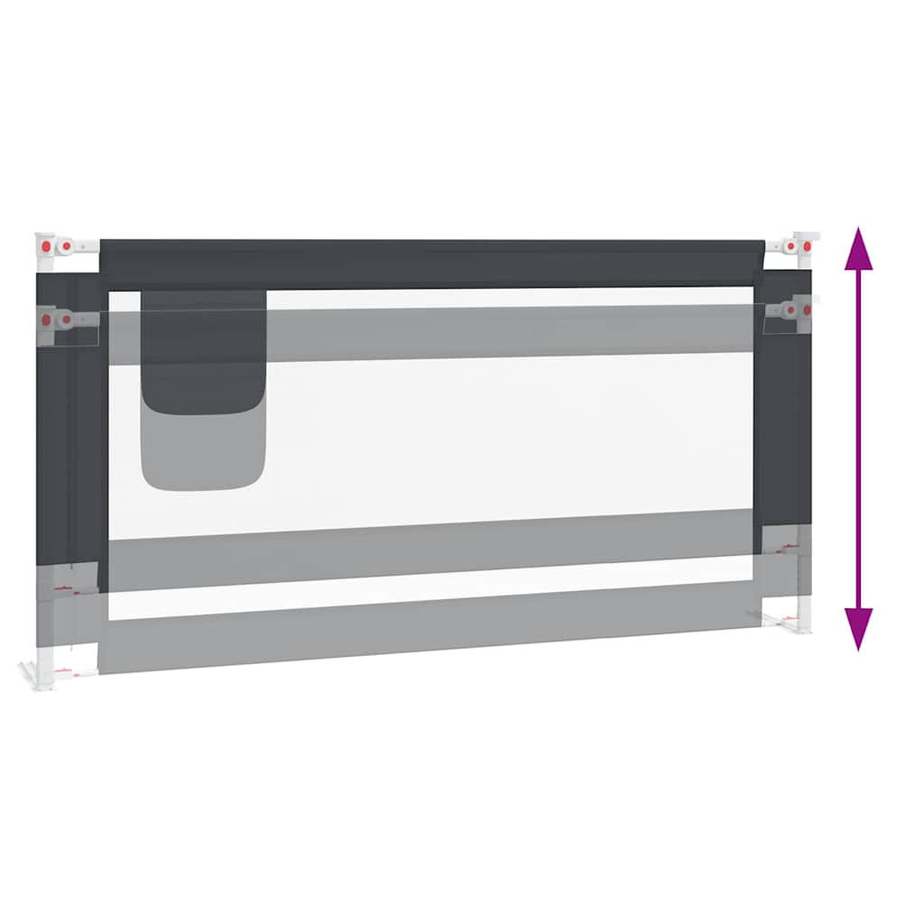 vidaXL Toddler Safety Bed Rail Dark Grey 180x25 cm Fabric 6