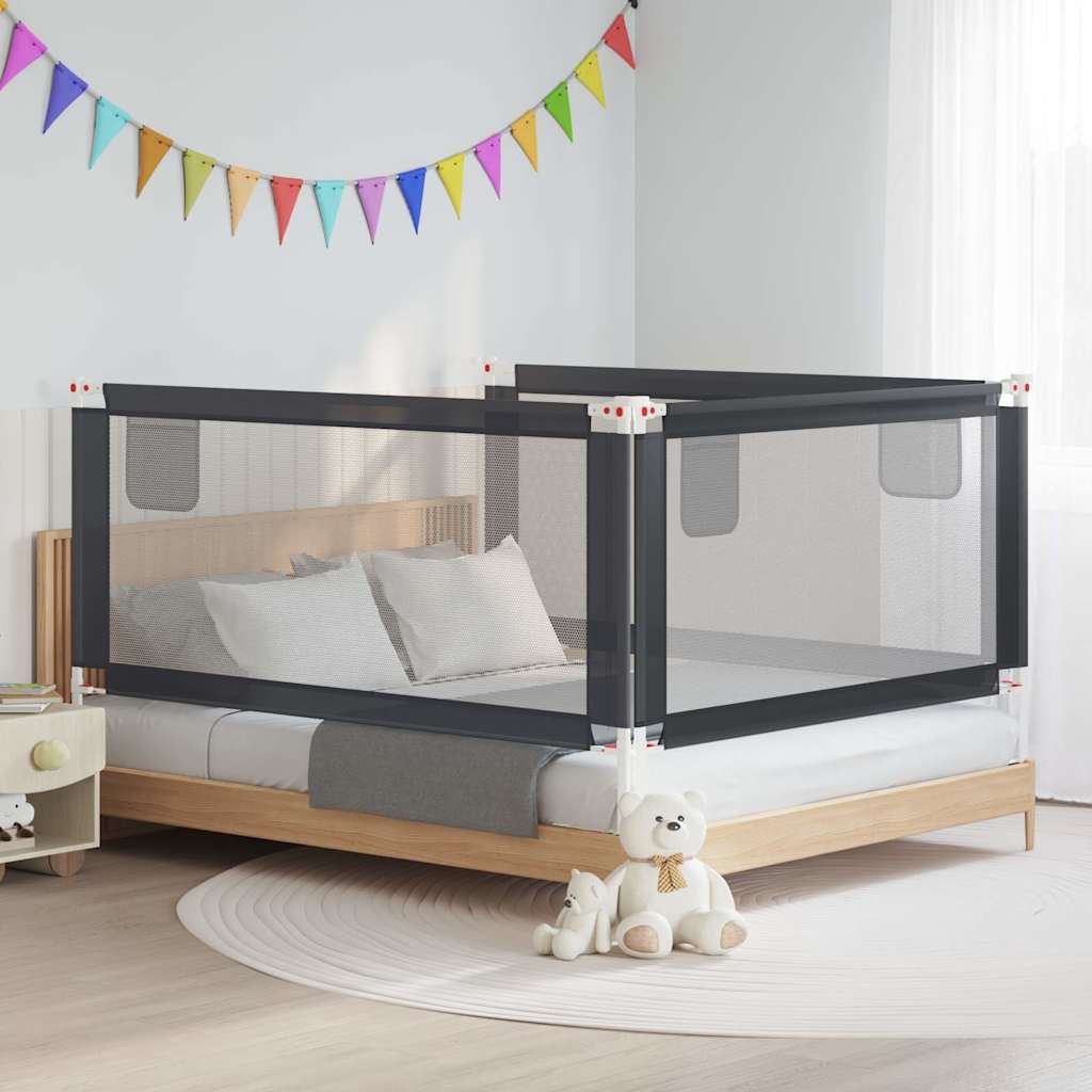 vidaXL Toddler Safety Bed Rail Dark Grey 180x25 cm Fabric 1