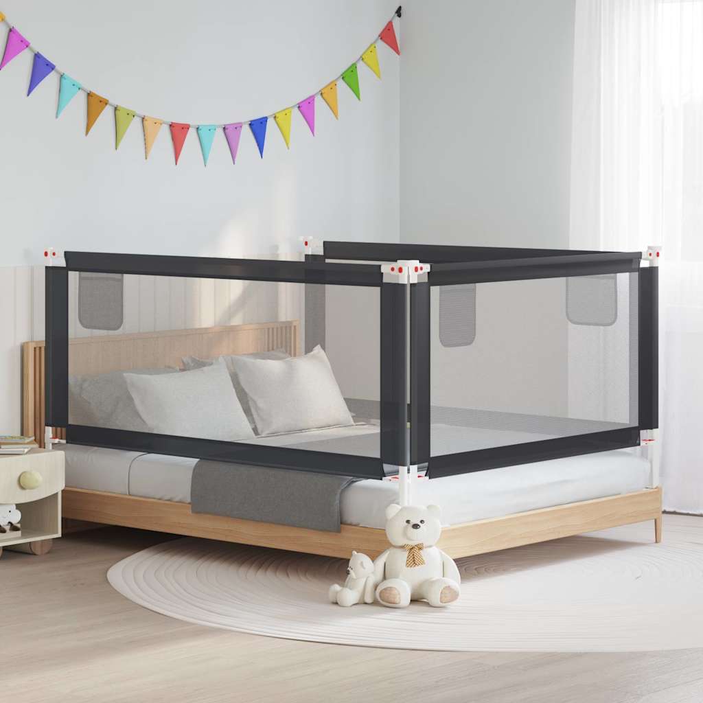 vidaXL Toddler Safety Bed Rail Dark Grey 190x25 cm Fabric 1