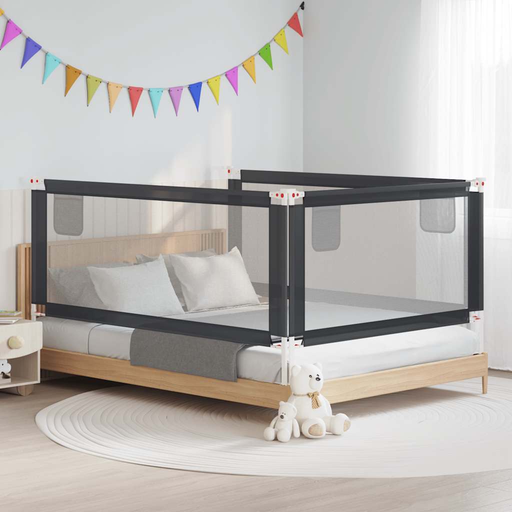 vidaXL Toddler Safety Bed Rail Dark Grey 200x25 cm Fabric 1