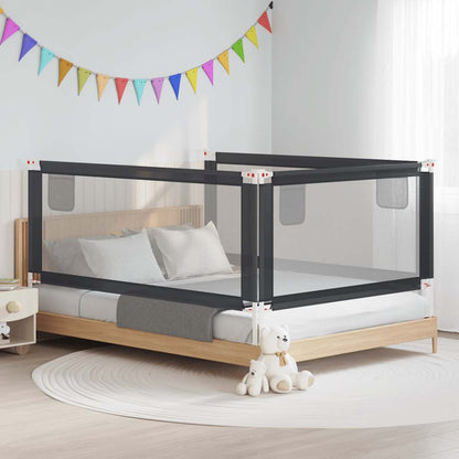 vidaXL Toddler Safety Bed Rail Dark Grey 200x25 cm Fabric 1