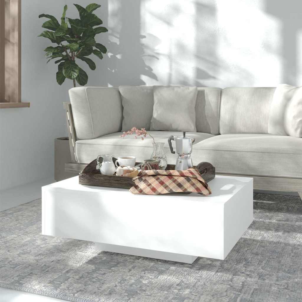 Coffee Table Engineered Wood Depth 55 cm White 85 cm