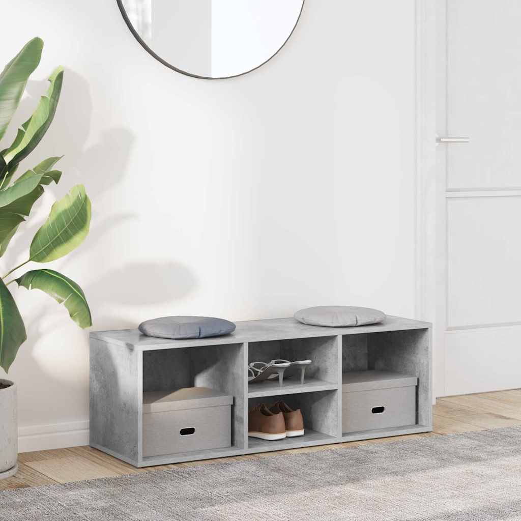 Shoe Storage Bench 102x35x35 cm Engineered Wood Concrete grey