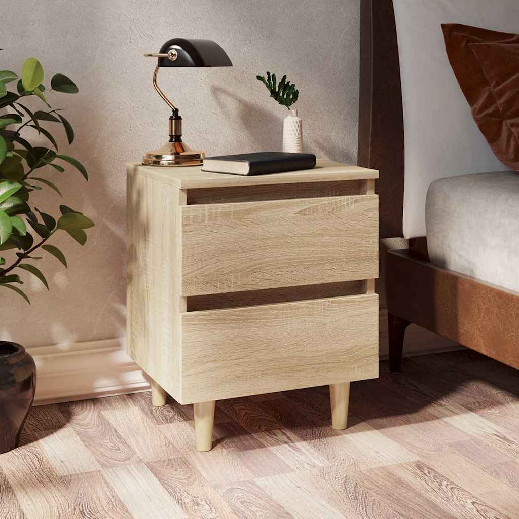Bed Cabinet with Solid Pinewood Legs 40x35x50 cm Sonoma oak 1