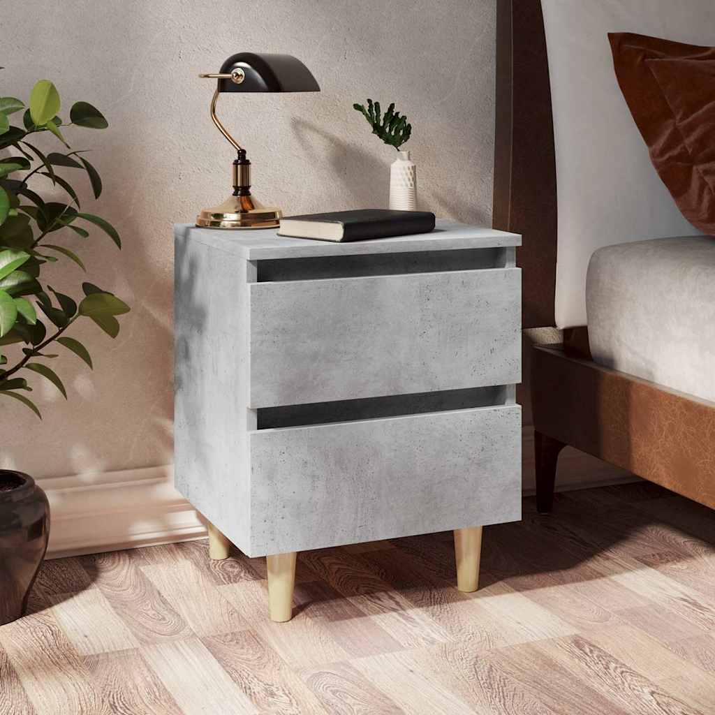 Bed Cabinet with Solid Pinewood Legs 40x35x50 cm Concrete grey 1