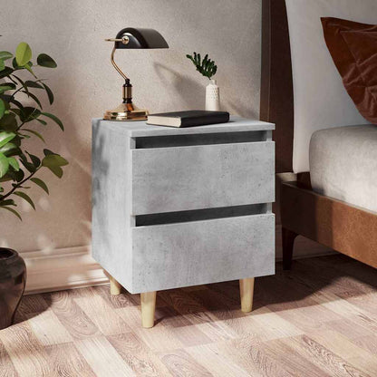 Bed Cabinet with Solid Pinewood Legs 40x35x50 cm Concrete grey 1