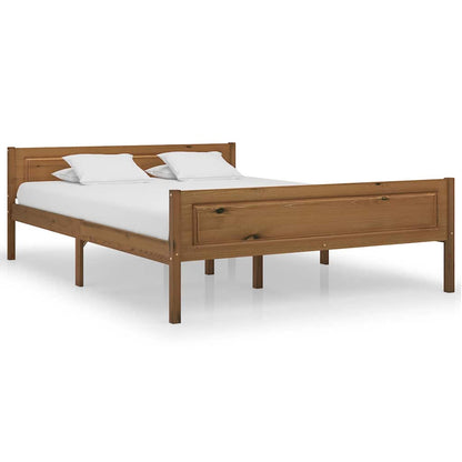 Bed Frame without Mattress Solid Pinewood Honey Brown 120 x 200 cm
