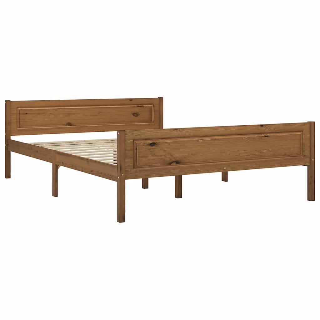 Bed Frame without Mattress Solid Pinewood Honey Brown 120 x 200 cm