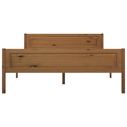Bed Frame without Mattress Solid Pinewood Honey Brown 120 x 200 cm