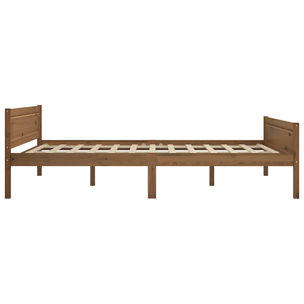 Bed Frame without Mattress Solid Pinewood Honey Brown 120 x 200 cm