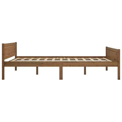 Bed Frame without Mattress Solid Pinewood Honey Brown 120 x 200 cm