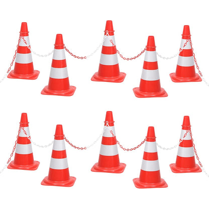 Reflective Traffic Cones Red and White 50 cm With chain 10