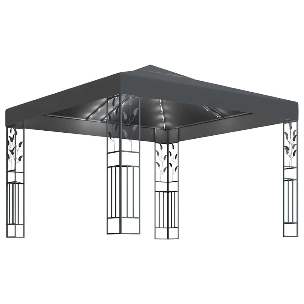 Gazebo with LED String Lights 3x3 m Anthracite
