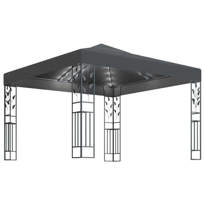 Gazebo with LED String Lights 3x3 m Anthracite