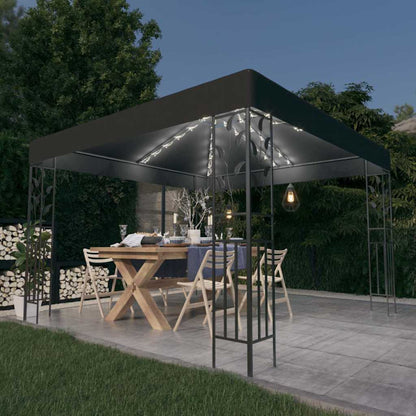 vidaXL Gazebo with LED String Lights 3x3 m Anthracite 1