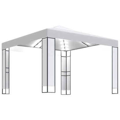 vidaXL Gazebo with Double Roof&LED String Lights 3x3 m White 2