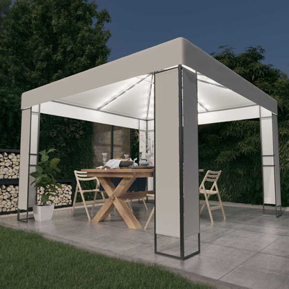 vidaXL Gazebo with Double Roof&LED String Lights 3x3 m White 1