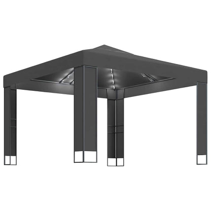 vidaXL Gazebo with Double Roof&LED String Lights 3x3 m Anthracite 2