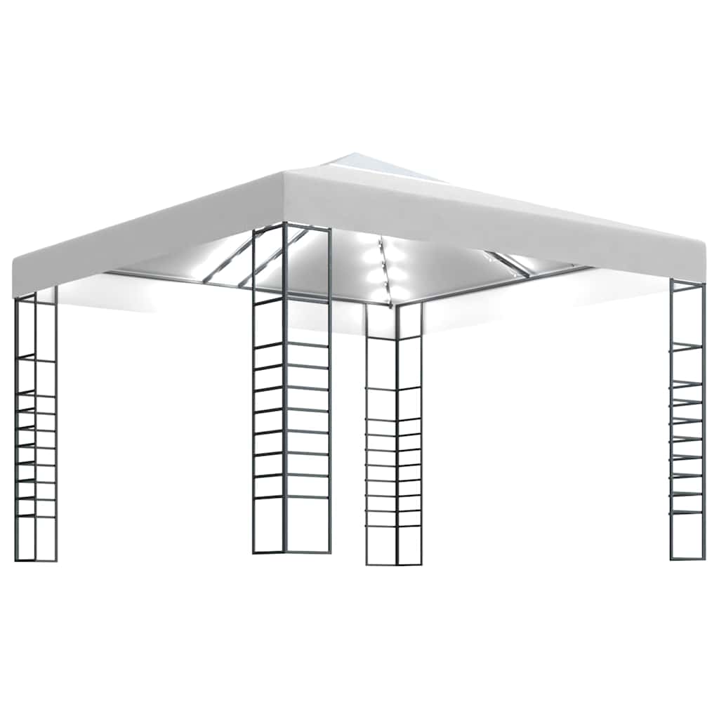 vidaXL Garden Marquee with LED String Lights 3x3 m White 2