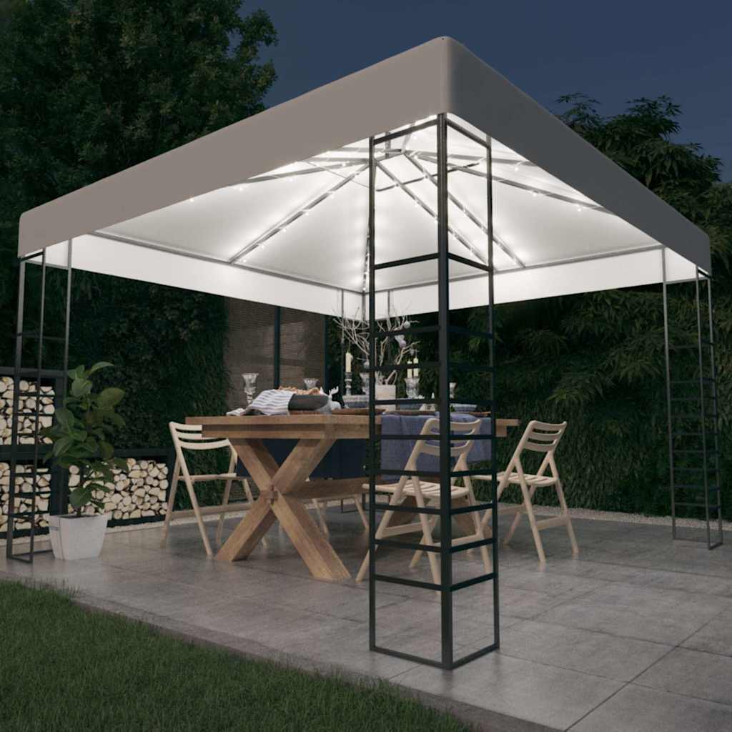 vidaXL Garden Marquee with LED String Lights 3x3 m White 1