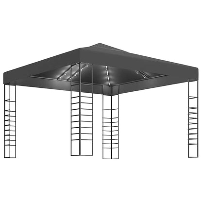 vidaXL Garden Marquee with LED String Lights 3x3 m Anthracite 2