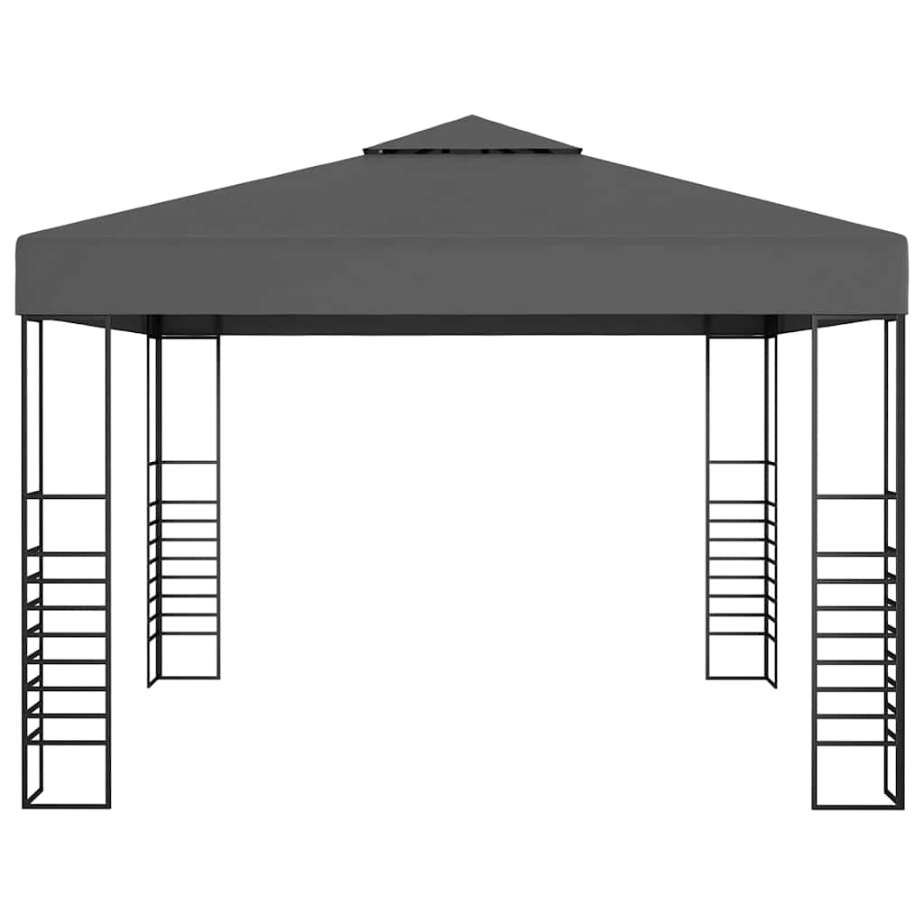 vidaXL Garden Marquee with LED String Lights 3x3 m Anthracite 4