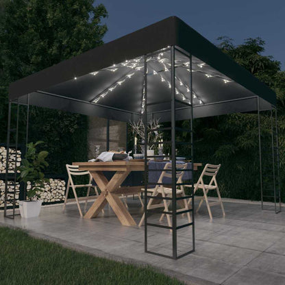 vidaXL Garden Marquee with LED String Lights 3x3 m Anthracite 1