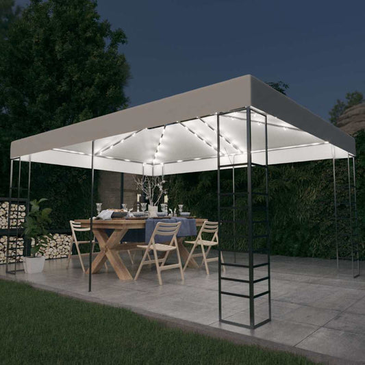 Gazebo with LED String Lights 3x4 m White