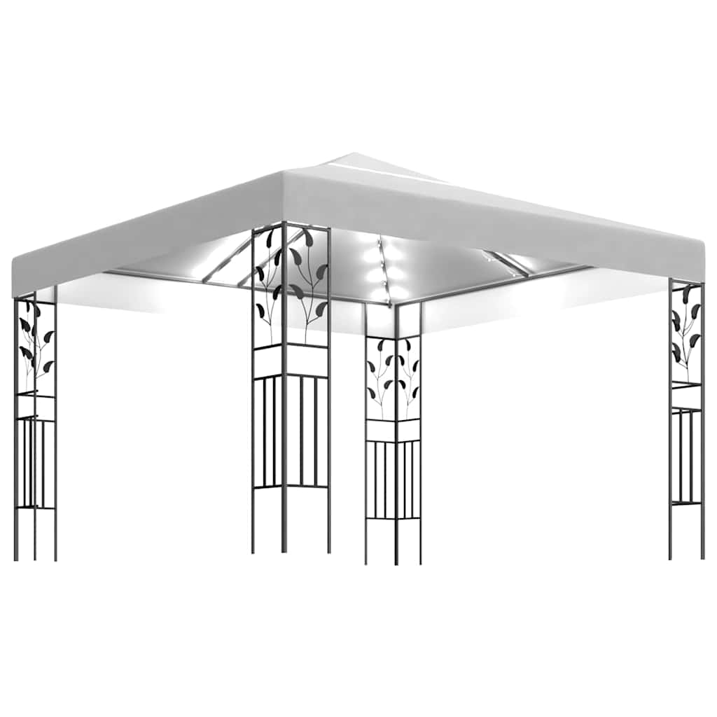 vidaXL Gazebo with LED String Lights 3x3 m White 2