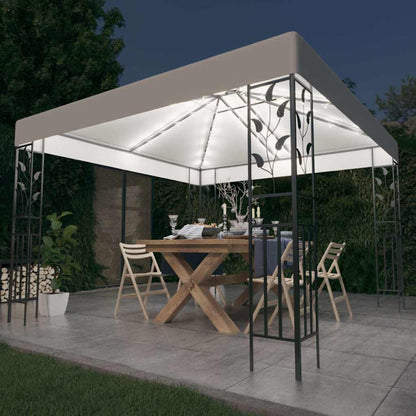 vidaXL Gazebo with LED String Lights 3x3 m White 1