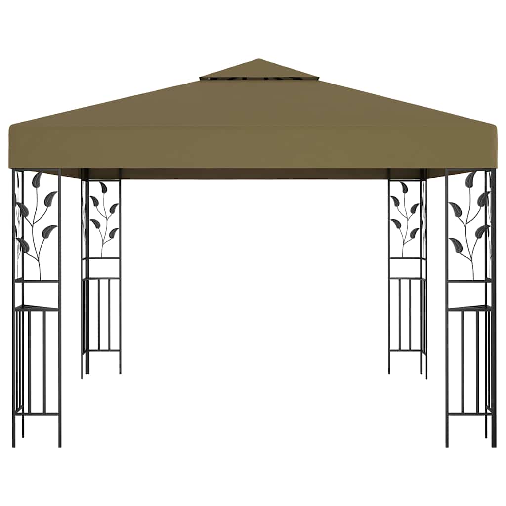 vidaXL Gazebo with LED String Lights 3x3 m Taupe 4
