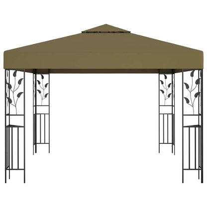 vidaXL Gazebo with LED String Lights 3x3 m Taupe 4