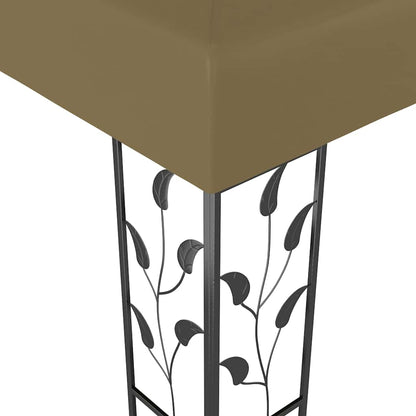 vidaXL Gazebo with LED String Lights 3x3 m Taupe 5