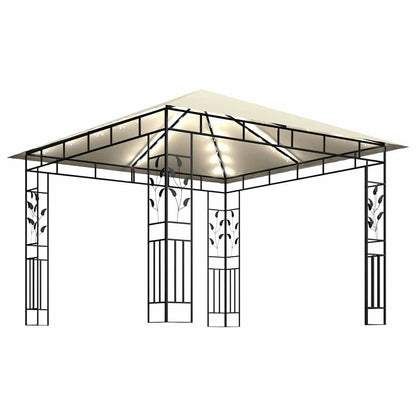 vidaXL Gazebo with Mosquito Net&LED String Lights 3x3x2,73 m Cream 4
