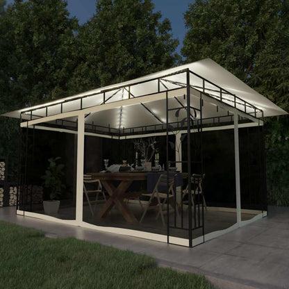 vidaXL Gazebo with Mosquito Net&LED String Lights 3x3x2.73 m