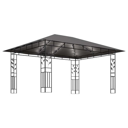vidaXL Gazebo with Mosquito Net&LED String Lights 4x3x2,73m Anthracite 4