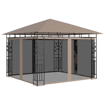 vidaXL Gazebo with Mosquito Net&LED String Lights 3x3x2,73 m Taupe 3