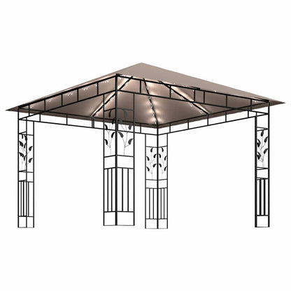 vidaXL Gazebo with Mosquito Net&LED String Lights 3x3x2,73 m Taupe 4