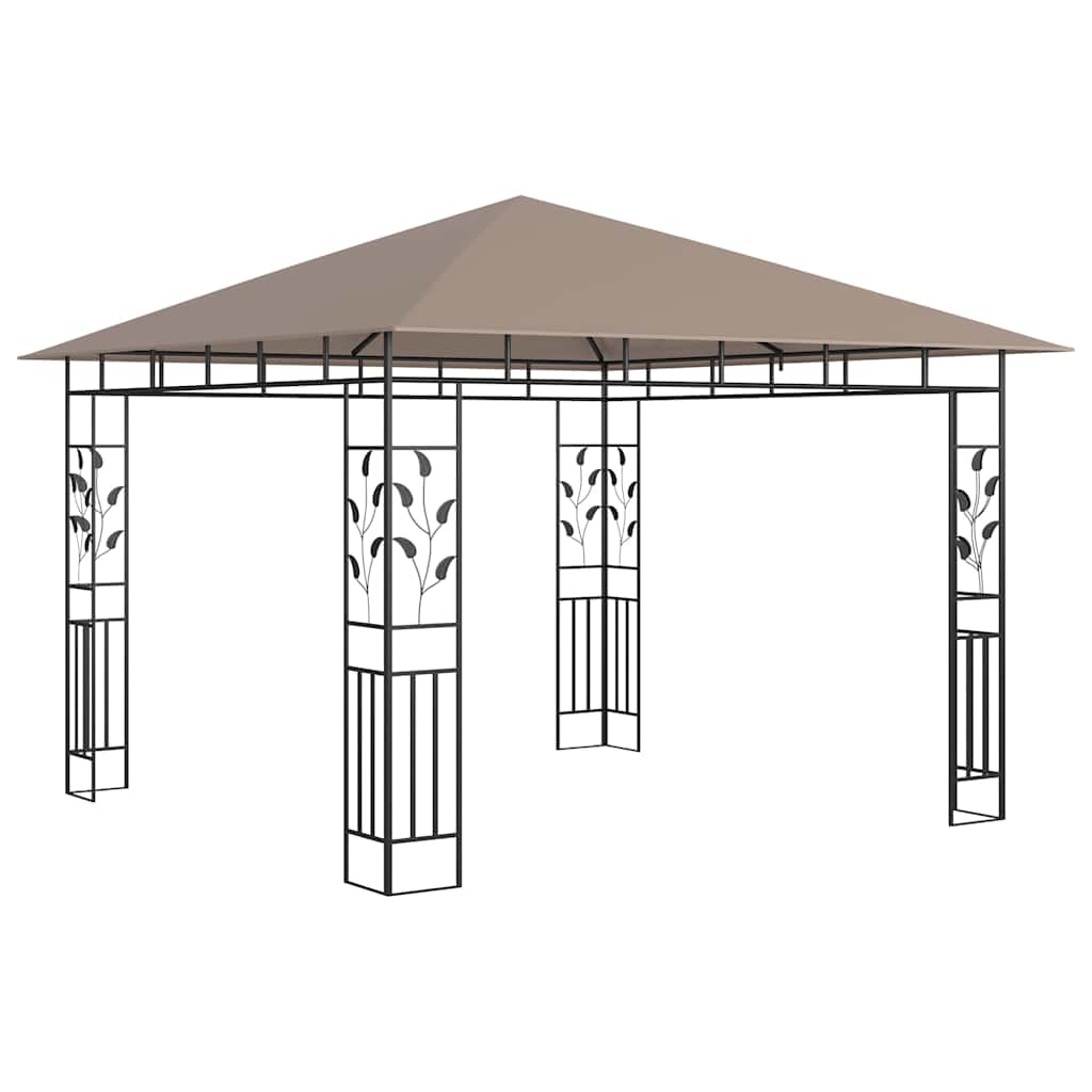 vidaXL Gazebo with Mosquito Net&LED String Lights 3x3x2,73 m Taupe 5