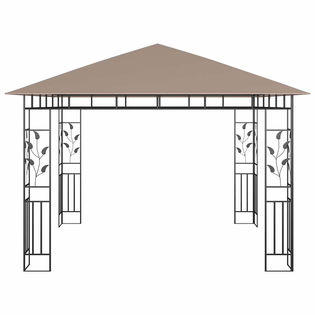 vidaXL Gazebo with Mosquito Net&LED String Lights 3x3x2,73 m Taupe 6