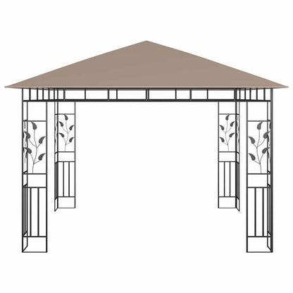 vidaXL Gazebo with Mosquito Net&LED String Lights 3x3x2,73 m Taupe 6