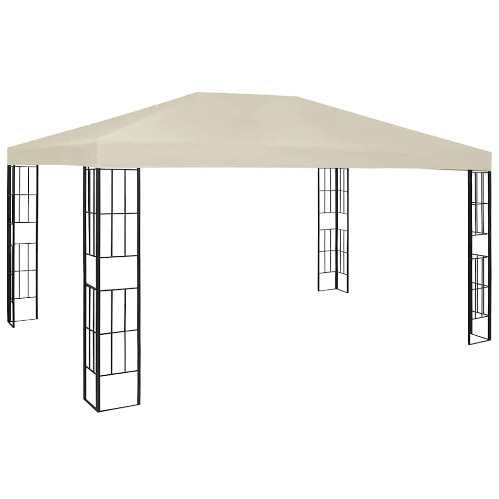 vidaXL Gazebo with LED String Lights 3x4 m Cream 3