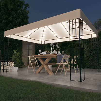 vidaXL Gazebo with LED String Lights 3x4 m Cream 1