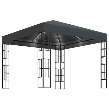 vidaXL Gazebo with LED String Lights 3x3 m Anthracite 2