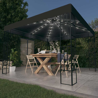 vidaXL Gazebo with LED String Lights 3x3 m Anthracite 1