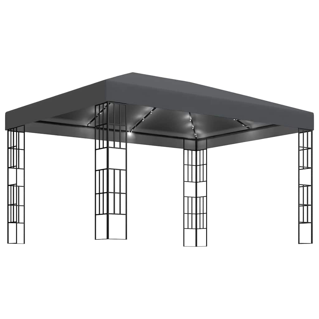 vidaXL Gazebo with LED String Lights 3x4 m Anthracite 2