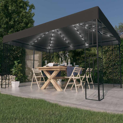 vidaXL Gazebo with LED String Lights 3x4 m Anthracite 1