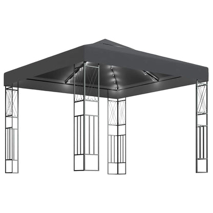 vidaXL Gazebo with LED String Lights 3x3 m Anthracite Fabric 2